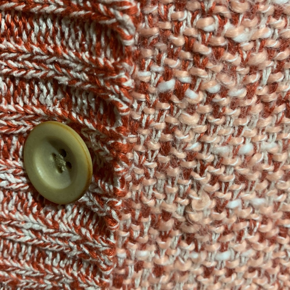 J. Jill Sweater Cardigan L Brown Cream Peach 3/4 Sleeve Linen Silk Cotton - Picture 10 of 16